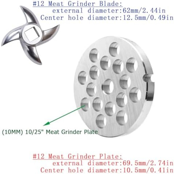 #12 Stainless Steel 10/25" Meat Grinder Plate Heavy Duty 10Mm Medium Plate For Most Regular Sausages As Well As #12 Meat Grinder Blade Stainless Steel Knife Cutter Tools Accessories Of Meat Grinders #12 Stainless Steel 10/25" Meat Grinder Plate Heavy Duty 10Mm Medium Plate For Most Regular Sausages As Well As #12 Meat Grinder Blade Stainless Steel Knife Cutter Tools Accessories Of Meat Grinders