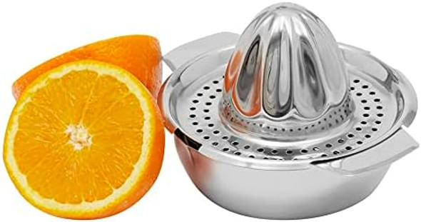 Home Basics Stainless Steel Manual Citrus Juicer With Strainer 2 Pour Spouts & 8 Oz Bowl Chrome Home Basics Stainless Steel Manual Citrus Juicer With Strainer 2 Pour Spouts & 8 Oz Bowl Chrome