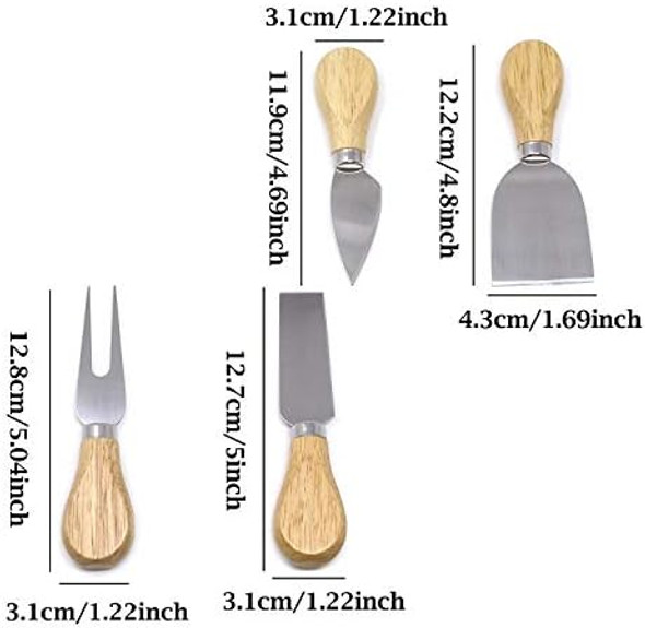 Honbay 4Pcs Set Travel Stainless Steel Cheese Knives Cheese Slicers Cheese Cutters Cheese Knives With Wood Handle For Cheese Butter Formaggio (4.7 Inch)