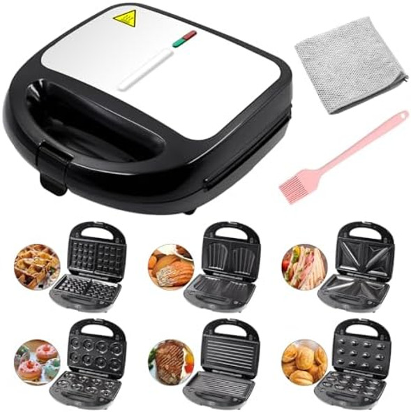6-In-1 Mini Donut Makerwaffle Makergrill Makermadeleines Makernut-Cake Makersandwich Makerreplaceable Heating Panel,For Home Or Commercialperfect For Breakfast 6-In-1 Mini Donut Makerwaffle Makergrill Makermadeleines Makernut-Cake Makersandwich Makerreplaceable Heating Panel,For Home Or Commercialperfect For Breakfast