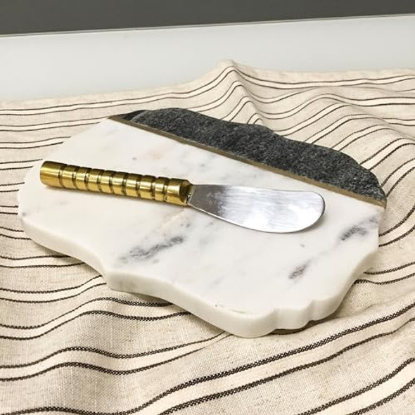 16324 Antiqued Beaded Gold And Silver Tone 5.5 X 1 Stainless Steel Kitchen Serving Cheese Spreader Knives Pack Of 2