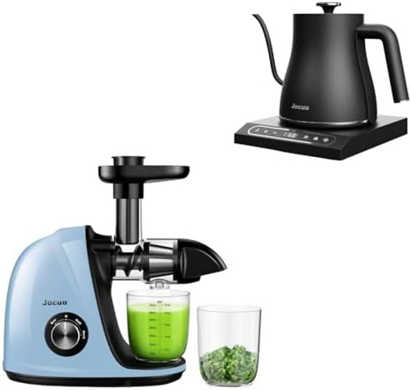 Jocuu Slow Maticating Juicer And Gooseneck Electric Pour Over Kettle Jocuu Slow Maticating Juicer And Gooseneck Electric Pour Over Kettle
