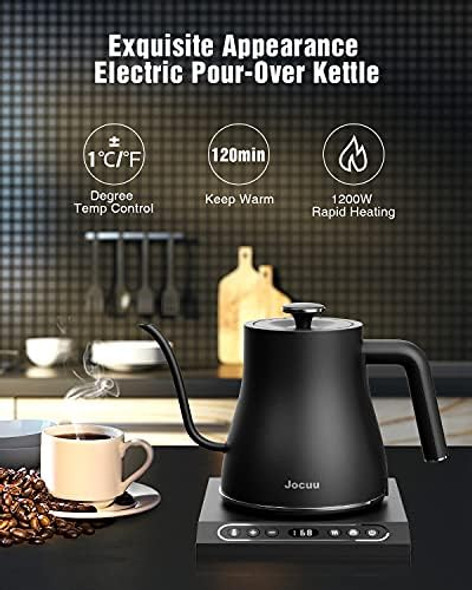 Jocuu Gooseneck Electric Kettle 0.8L 1200W Rapid Heating Variable Temperature Control With Keep Warm Pour Over Coffee & Tea 100% Stainless Steel Inner Bpa Matt Black Jocuu Gooseneck Electric Kettle 0.8L 1200W Rapid Heating Variable Temperature Control With Keep Warm Pour Over Coffee & Tea 100% Stainless Steel Inner Bpa Matt Black