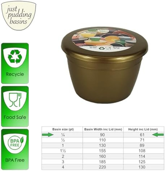 5 Fl Oz Small Pudding Mold And Lid Gold Color Reusable Food Safe Plastic Steam Pudding Bowls (4 Pack) 5 Fl Oz Small Pudding Mold And Lid Gold Color Reusable Food Safe Plastic Steam Pudding Bowls (4 Pack)