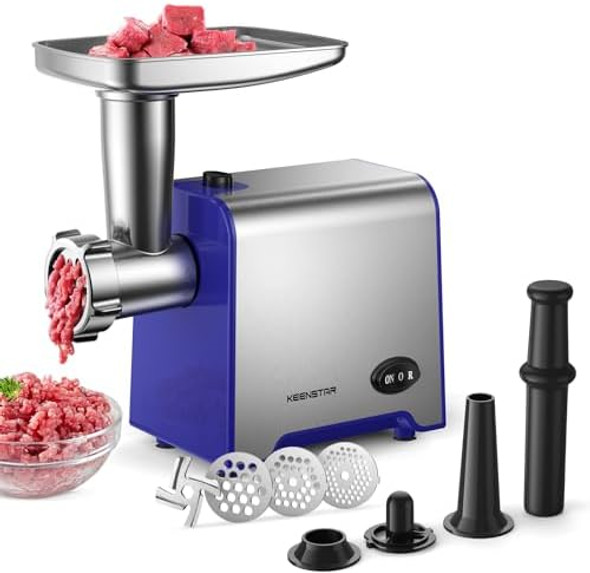 Electric Meat Grinder Sausage Stuffer Maker 450W(3000W Max) Food Grinder With Blade & 3 Plates Sausage Stuffer Tubes & Kubbe Kit Stainless Steel Heavy Duty Meat Mincer Machine For Home Kitchen Use