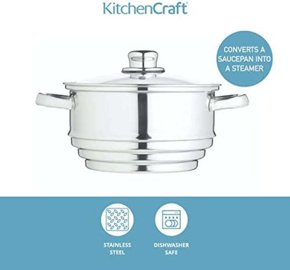 Kitchencraft Food Steamer 3 Tier Universal 3 Tier Steamer Insert In Box Stainless Steel Fits 16 18 And 20 Cm Pans Silver Kitchencraft Food Steamer 3 Tier Universal 3 Tier Steamer Insert In Box Stainless Steel Fits 16 18 And 20 Cm Pans Silver
