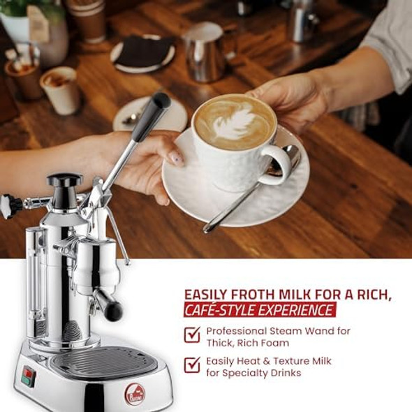 La Pavoni Epc-8 Europiccola Lever Style Espresso Machine – Chrome & Silver – Manual Espresso Maker - 0.8 L Water Capacity Authentic Italian Craftsmanship For Home Use