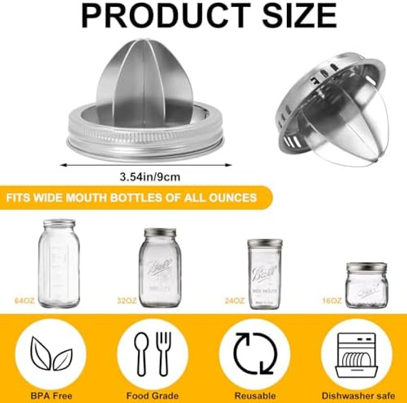 Mason Jar Stainless Steel Juicer Lid Wide Mouth 2 Pieces Mason Jar Juicer Lid Stainless Steel Manual Citrus Lemon Juicer Lid Home Accessories Mason Jar Stainless Steel Juicer Lid Wide Mouth 2 Pieces Mason Jar Juicer Lid Stainless Steel Manual Citrus Lemon Juicer Lid Home Accessories