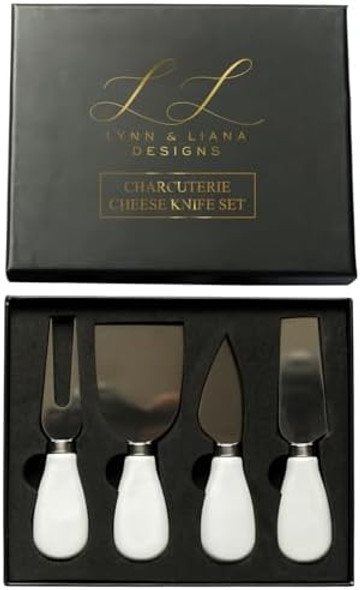Lynn & Liana Designs White Ceramic Handle Cheese Knife 5-Inch Length Set Of 4 Lynn & Liana Designs White Ceramic Handle Cheese Knife 5-Inch Length Set Of 4
