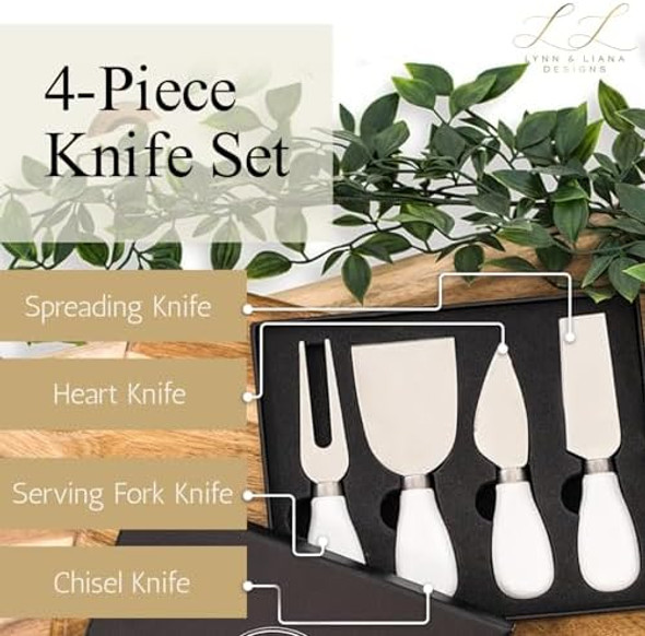 Lynn & Liana Designs White Ceramic Handle Cheese Knife 5-Inch Length Set Of 4