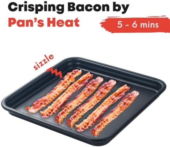 Maconee 12" Universal Microwave Crisper & Panini Press Sandwich Maker - 2-In-1 Cookware Set For Perfect Crispy Pizza Chicken Nuggets & Toast Fast Grilling