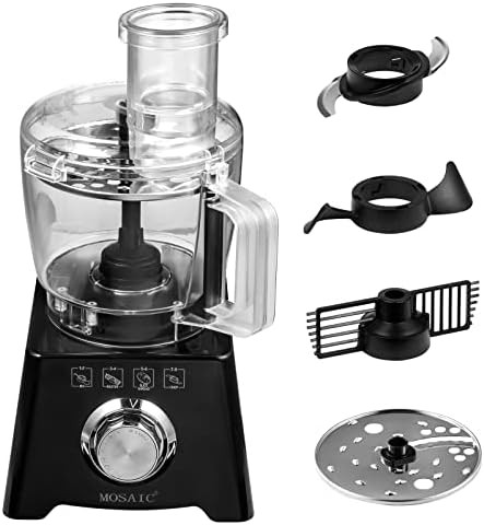 Electric Food Processor Mosaic 5 Function For Chopping Slicing Mixing Puree Kneading Egg White Whipping Cream Vegetable Meat Food Chopper Blender With Big Food Chute & Pusher Grey