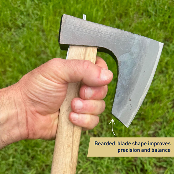 Kings County Tools Japanese Kindling Hand Axe | Bearded Axe Woodworking Tool | Wood Splitting Froe | 4-1/2” Steel Blade | Hardwood Handle | Camping Hatchet with Excellent Balance | Weighs 1.6 Pounds