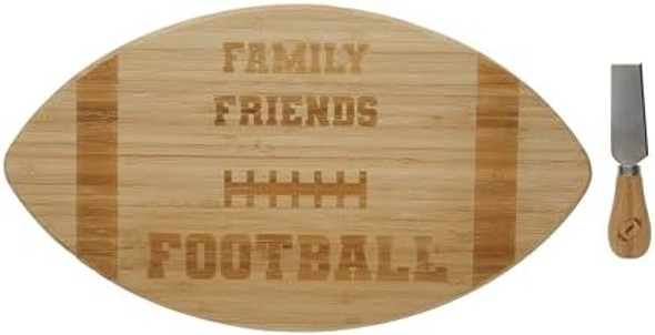 Pavilion Company - Family Friends Football - 15" X 8.5" Bamboo Football Shaped Serving Tray Charcuterie Board Cheese Knife College Professional Minor League Football Party Pavilion Company - Family Friends Football - 15" X 8.5" Bamboo Football Shaped Serving Tray Charcuterie Board Cheese Knife College Professional Minor League Football Party