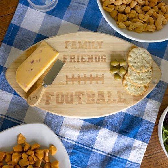 Pavilion Company - Family Friends Football - 15" X 8.5" Bamboo Football Shaped Serving Tray Charcuterie Board Cheese Knife College Professional Minor League Football Party Pavilion Company - Family Friends Football - 15" X 8.5" Bamboo Football Shaped Serving Tray Charcuterie Board Cheese Knife College Professional Minor League Football Party
