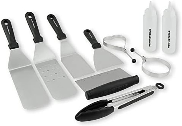 Permasteel 10-Pc Griddle Accessories Kit For Flat Top Grills Outdoor Tool Set With Spatulas Tongs Turner Grill Scraper Egg Rings & Squeeze Bottles Ideal For Indoor & Electric Griddles Permasteel 10-Pc Griddle Accessories Kit For Flat Top Grills Outdoor Tool Set With Spatulas Tongs Turner Grill Scraper Egg Rings & Squeeze Bottles Ideal For Indoor & Electric Griddles