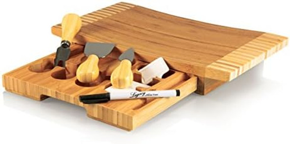 Toscana - A Picnic Time Brand Concavo Cheese Board And Knife Set Charcuterie Board Set Wood Cutting Board (Bamboo) Toscana - A Picnic Time Brand Concavo Cheese Board And Knife Set Charcuterie Board Set Wood Cutting Board (Bamboo)