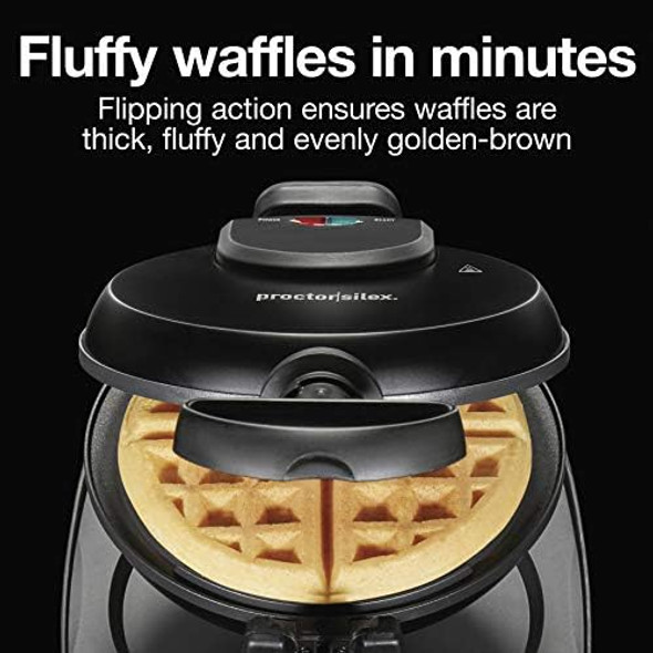 Proctor Silex Belgian Waffle Maker With Nonstick Plates Single Flip Cool-Touch Handle And Removable Drip Tray For Easy Cleanup Black (26090Ps) Proctor Silex Belgian Waffle Maker With Nonstick Plates Single Flip Cool-Touch Handle And Removable Drip Tray For Easy Cleanup Black (26090Ps)
