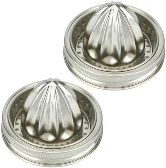 Mason Jar Juicer Lid (2-Pack) For 3.38" Stainless Steel Mason Jar Lids Perfect For Wide Mouth Jars As Lemon & Fruit Juice Press Mason Jar Juicer Lid (2-Pack) For 3.38" Stainless Steel Mason Jar Lids Perfect For Wide Mouth Jars As Lemon & Fruit Juice Press