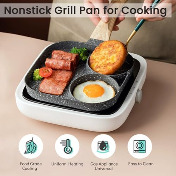 Fried Egg Pannonstick 3 Section Pancake Pan Divided Pan For Breakfastnonstick Grill Pan For Indoor Cookingskillet Pancake Pan Suitable For Gas Stove & Induction Cookware (Gray) Fried Egg Pannonstick 3 Section Pancake Pan Divided Pan For Breakfastnonstick Grill Pan For Indoor Cookingskillet Pancake Pan Suitable For Gas Stove & Induction Cookware (Gray)
