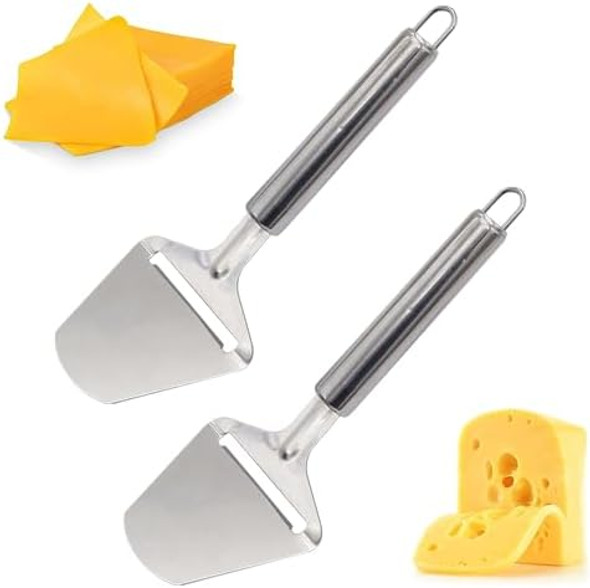 2 Pcs Cheese Slicer Robust Stainless Steel Cheese Knife Cheese Cutter Cheese Shaver Heavy Duty Cheese Plane For Kitchen Cooking For Semi-Soft Semi-Hard Cheese 2 Pcs Cheese Slicer Robust Stainless Steel Cheese Knife Cheese Cutter Cheese Shaver Heavy Duty Cheese Plane For Kitchen Cooking For Semi-Soft Semi-Hard Cheese
