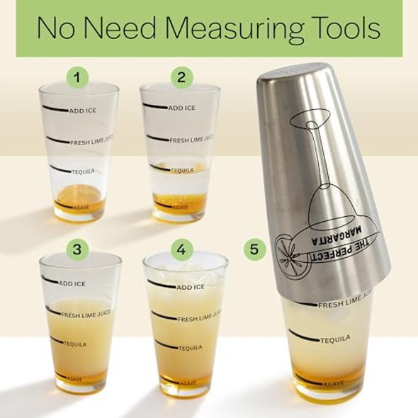 The Perfect Margarita Easy To Use Margarita Cocktail Shaker Kit Single & Double Recipes No Jiggers Or Measuring Tools Needed Bartender Quality Shaker And Hand Juicer Home Bar Accessories The Perfect Margarita Easy To Use Margarita Cocktail Shaker Kit Single & Double Recipes No Jiggers Or Measuring Tools Needed Bartender Quality Shaker And Hand Juicer Home Bar Accessories