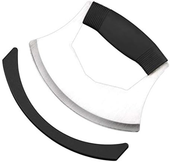 Mezzaluna Salad Chopperstainless Steel Mezzaluna Knife Razor Sharp Rocker Slicer With Protection Cover Vegetable Chopper Mincing Cutter For Pizza Cheese Onion Carrot Pepper Garlic Mezzaluna Salad Chopperstainless Steel Mezzaluna Knife Razor Sharp Rocker Slicer With Protection Cover Vegetable Chopper Mincing Cutter For Pizza Cheese Onion Carrot Pepper Garlic