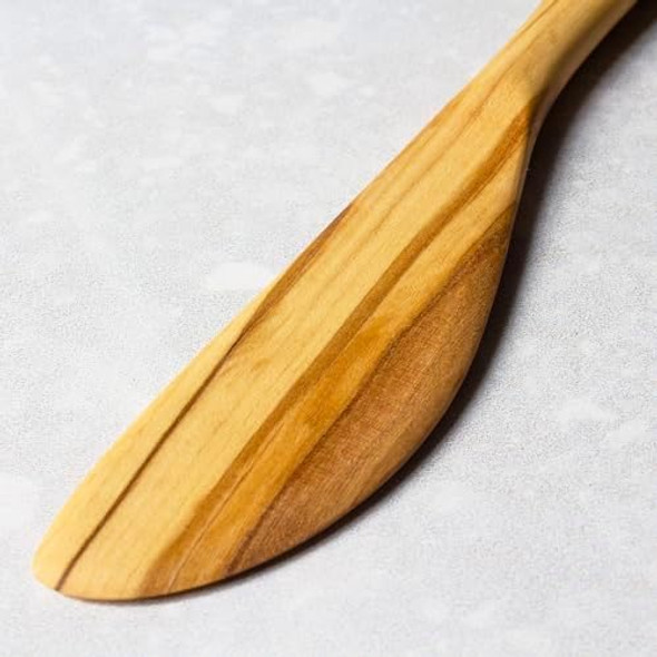 Totally Bamboo Rock & Branch Olive Wood Cheese Spreader Knife Wooden Kitchen Spreader For Butter Dips Soft Cheese Jams And More 6-3/4" Long