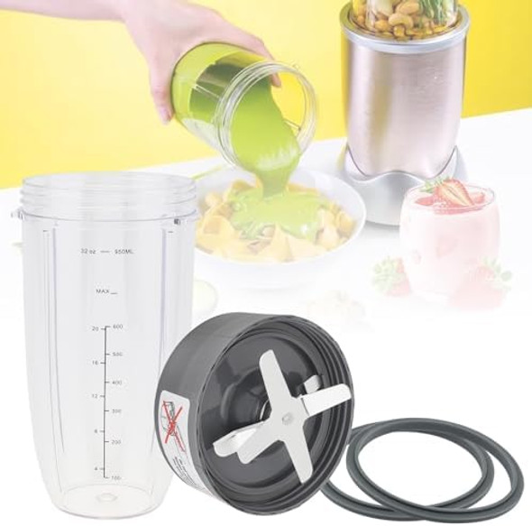 Blender Cup And Blade Replacement Parts 32Oz Juicer Cup And Extractor Blade Come With 2 Rubber Gaskets Fit For Nutribullet High-Speed Blender/Mixer System 600W/900W Series