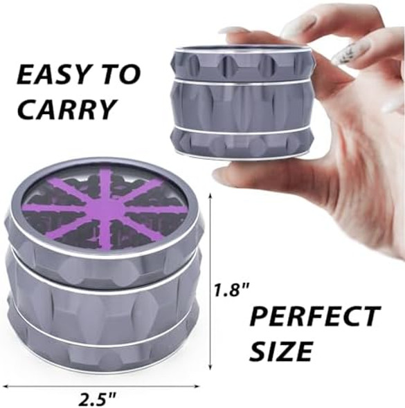 Aluminium Alloy Grinder 2.5” With Clear Lid (Gray) Aluminium Alloy Grinder 2.5” With Clear Lid (Gray)