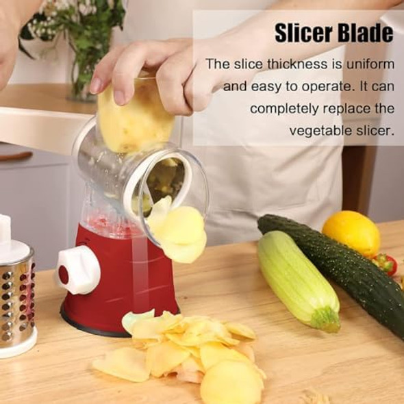 Easy To Clean Grater For Fruit Vegetables Nutsrotary Cheese Grater Kitchen Mandoline Vegetable Slicer With 3 Interchangeable Bladescheese Grater/Shredder.