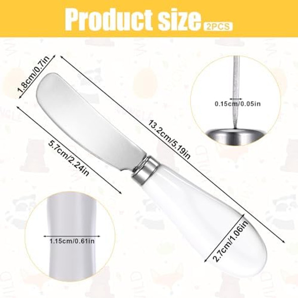 2 Pack Stainless Steel Butter Spreader Knife Cheese Spreader Knives Porcelain Handle Butter Spreader Small Butter Knife Cheese Spreaders For Appetizers Dips Charcuterie Cheese Pastry Utensils Making 2 Pack Stainless Steel Butter Spreader Knife Cheese Spreader Knives Porcelain Handle Butter Spreader Small Butter Knife Cheese Spreaders For Appetizers Dips Charcuterie Cheese Pastry Utensils Making