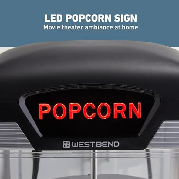West Bend Stir Crazy Movie Theater Popcorn Popper Gourmet Popcorn Maker Machine With Nonstick Popcorn Kettle And Popcorn Scoop For Popcorn Machine 4 Qt. Black