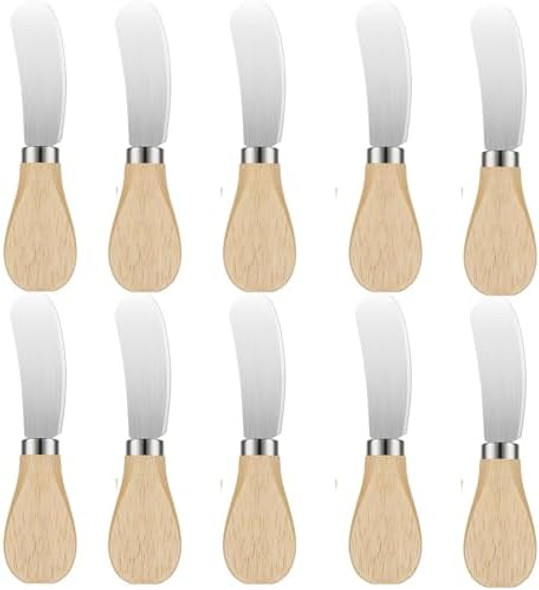 10Pcs Cheese Spreader Knives Stainless Steel Butter Knife With Wooden Handle 4.8 Inch Butter Spreader For Cheese Jam Pastry And Other Kitchen Accessories 10Pcs Cheese Spreader Knives Stainless Steel Butter Knife With Wooden Handle 4.8 Inch Butter Spreader For Cheese Jam Pastry And Other Kitchen Accessories