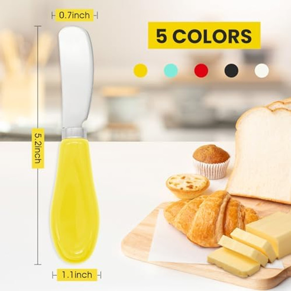 5Pcs Multi-Color Butter Knife Spreader Set Stainless Steel Butter Knife Porcelain Handle Cheese Spreader For Kitchen Baking Dips Jams 5Pcs Multi-Color Butter Knife Spreader Set Stainless Steel Butter Knife Porcelain Handle Cheese Spreader For Kitchen Baking Dips Jams