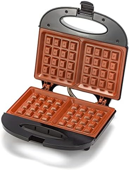 Zenith Electric Indoor Waffle Grill Maker With Zera Copper Non-Stick Grilling Plates Compact Black/Copper Zenith Electric Indoor Waffle Grill Maker With Zera Copper Non-Stick Grilling Plates Compact Black/Copper