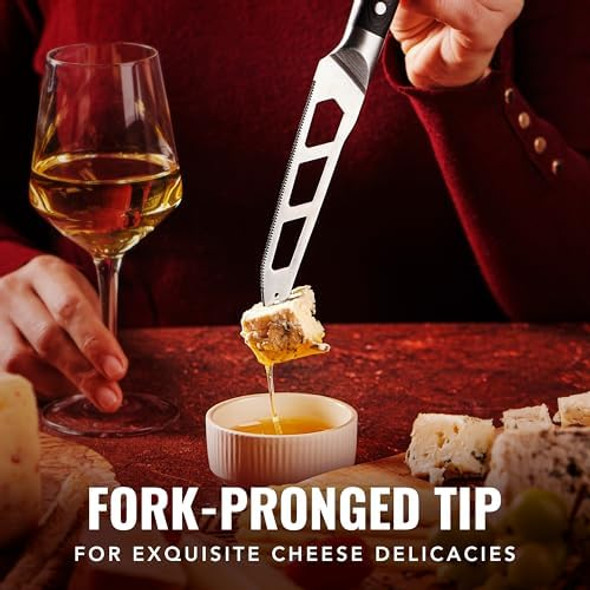 Cutluxe Cheese Knife & Serrated Bread Knife – Forged High Carbon German Steel – Full Tang & Razor Sharp – Ergonomic Handle Design – Artisan Series