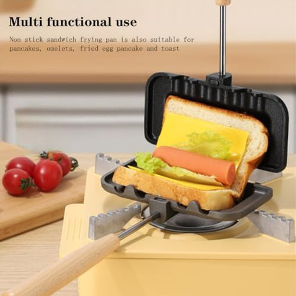 Double-Sided Hot Sandwich Maker Hot Dog Toaster With Removable Handle Nonstick Sandwich Baking Pan Double Sided Frying Pan For Breakfast Double Color