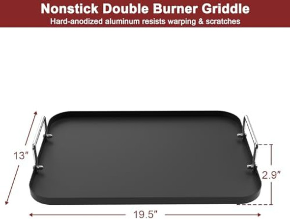 19.5 Inch Grill Griddle For Weber Genesis 300 Series Genesis E310 E320 E330 S310 S320 S330 Ep310 Ep320 Ep330 Gas Grill Hard Anodized Nonstick Double Burner Griddle Pan For Stove Top Oven Electric