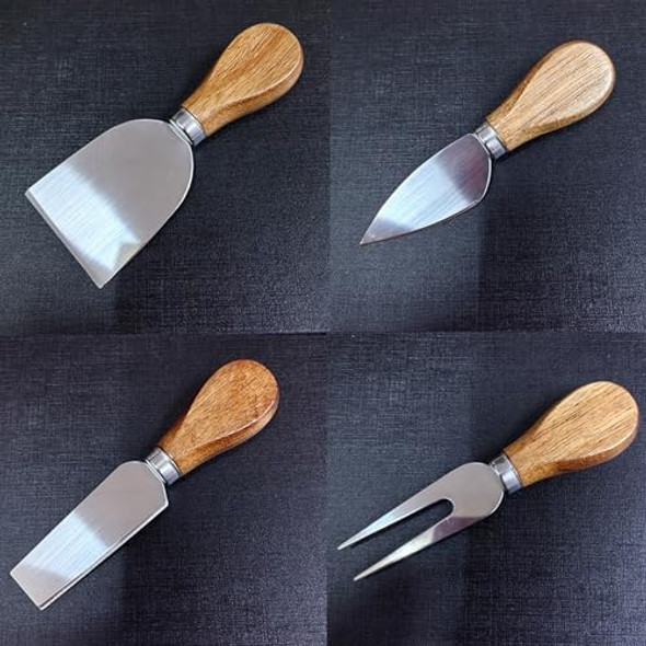 4 Piece Cheese Knife SetCheese Knives Wood Handle Stainless Steel Slicer Spreading Cheese Knife Set For Charcuterie Ancheese Spread Perfect For Cheese Slicer And Butter Cutter