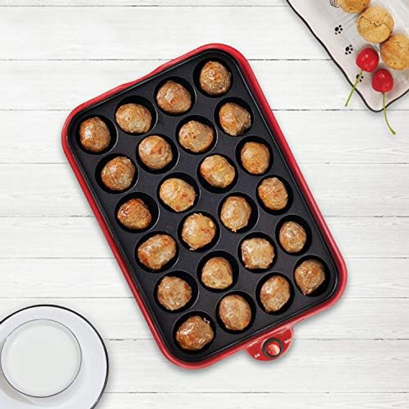 Multifunction Nonstick Baking Maker With 3 Interchangeable Baking Plates For Fried Eggs Fried Steak Takoyaki Cake Pops Grill Maker Red-1
