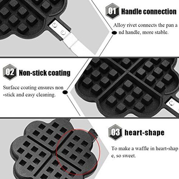 Heart Shape Cast Iron Waffle Maker Non-Stick Double Side Waffle Cake Mold Pot For Household Cafe Restaurant