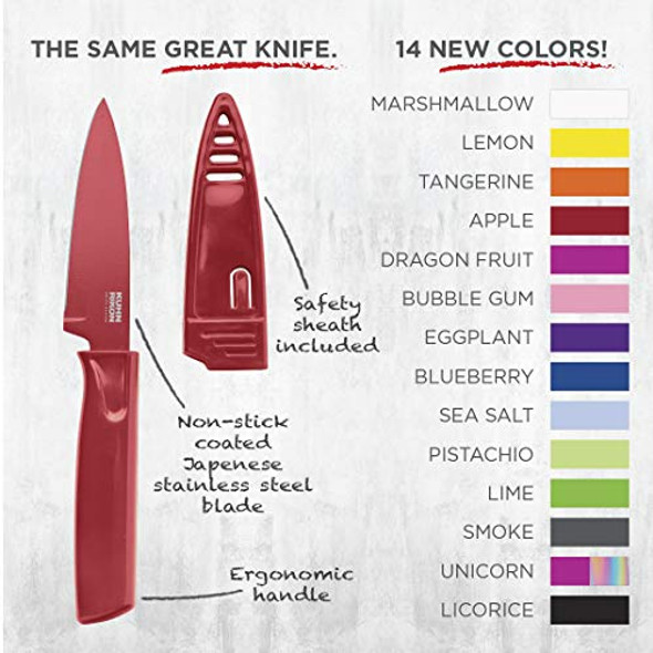 Kuhn Rikon Colori Non-Stick Straight Paring Knife With Safety Sheath 4 Inch/10.16 Cm Blade Yellow