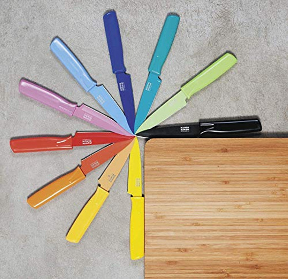 Kuhn Rikon Colori Non-Stick Straight Paring Knife With Safety Sheath 4 Inch/10.16 Cm Blade White