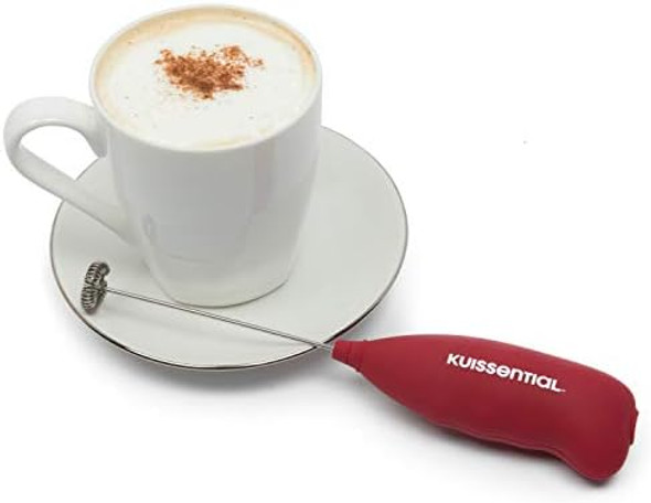 Handheld Milk Frother Slickfroth 2.0 - Portable Lightweight Electric Cappuccino Latte Coffee & Drink Mixer - Powerful Battery Powered One-Button Stirrer Wand For Easy On The Go Whisking
