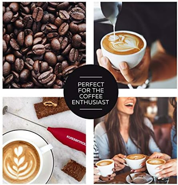 Handheld Milk Frother Slickfroth 2.0 - Portable Lightweight Electric Cappuccino Latte Coffee & Drink Mixer - Powerful Battery Powered One-Button Stirrer Wand For Easy On The Go Whisking