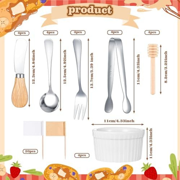 Molain 44Pcs Charcuterie Board Accessories Stainless Steel Cheese Spreader Knives Set Mini Serving Spoons Blank Toothpick Flags Bowl For Christmas Pastry Making Forks And Mini Serving Tongs