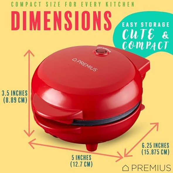 Ceramic Nonstick Mini Snack Waffle Maker 4” Mold Quick Heat For Crispy Waffles French Toast Tuna Melt Egg & Grilled Cheese Sandwiches For Kids & Family Just Add Batter (Black)