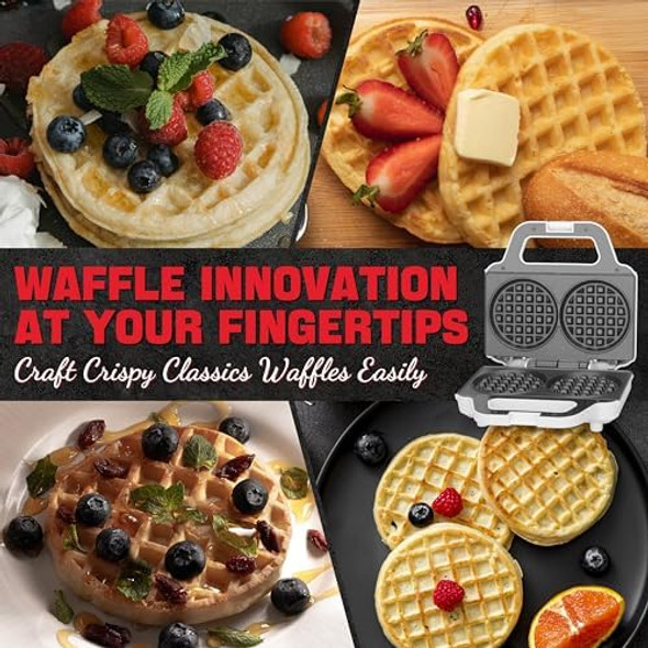 4 Inch Double Mini Waffle Maker Machine Chaffle Maker Waflera Electrica Small Waffle Iron For Waffles Keto Chaffles Hash Browns Cookies Non-Stick Plates