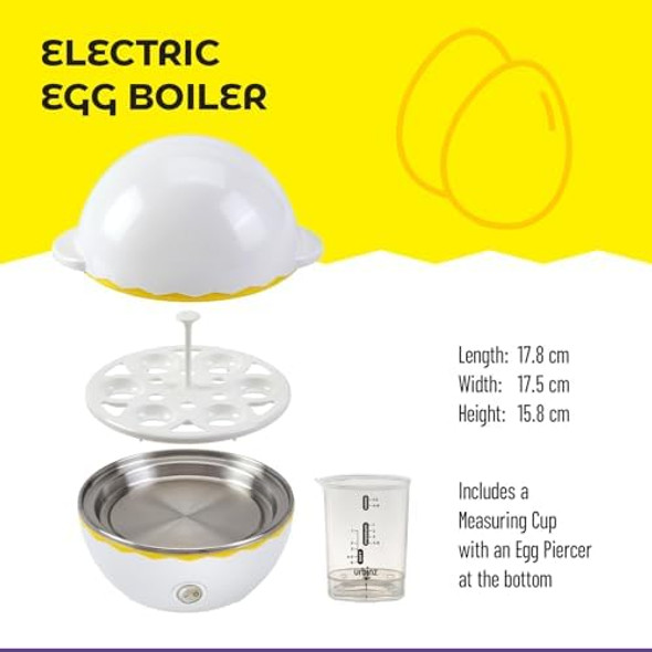 Electric Egg Boiler – Fun Egg Shape – Cooks Eggs To Desired Firmness – Easy To Clean – Great For Families Kids Dorms Apartments Rvs – For Holidays Birthdays Weddings